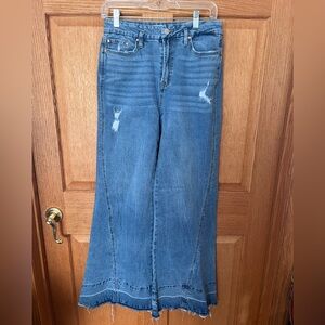 Mica Los Angeles Blue Wide-Leg, high waist, raw hem  Jeans